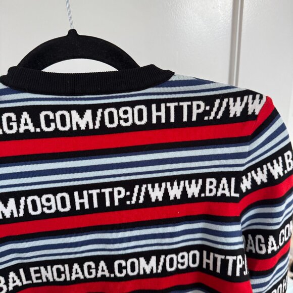 Balenciaga Knit Sweater Miniskirt Coords Multicolor Logo Striped Web Set 2 PC - Picture 12 of 12